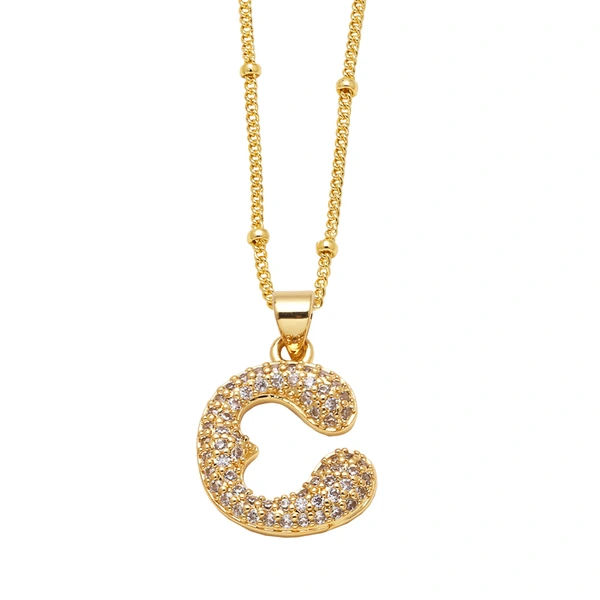 AS jewelry European and American new 26 English letters pendant necklace copper plated 18k gold clavicle chain nkb327