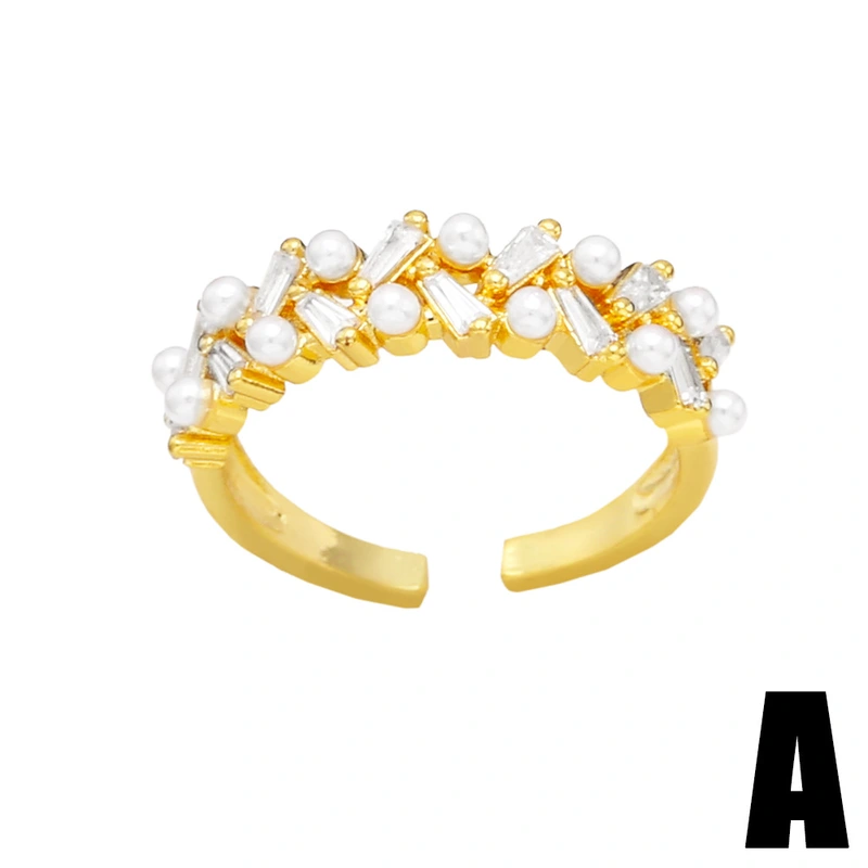 Star and moon pearl ring female simple internet celebrity temperament niche design open butterfly ring rir92