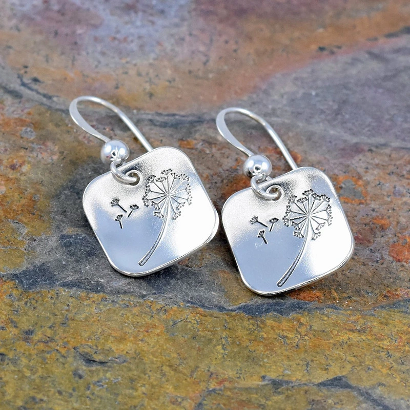 New simple retro square dandelion earrings women's personality fashion earrings hot selling female earrings