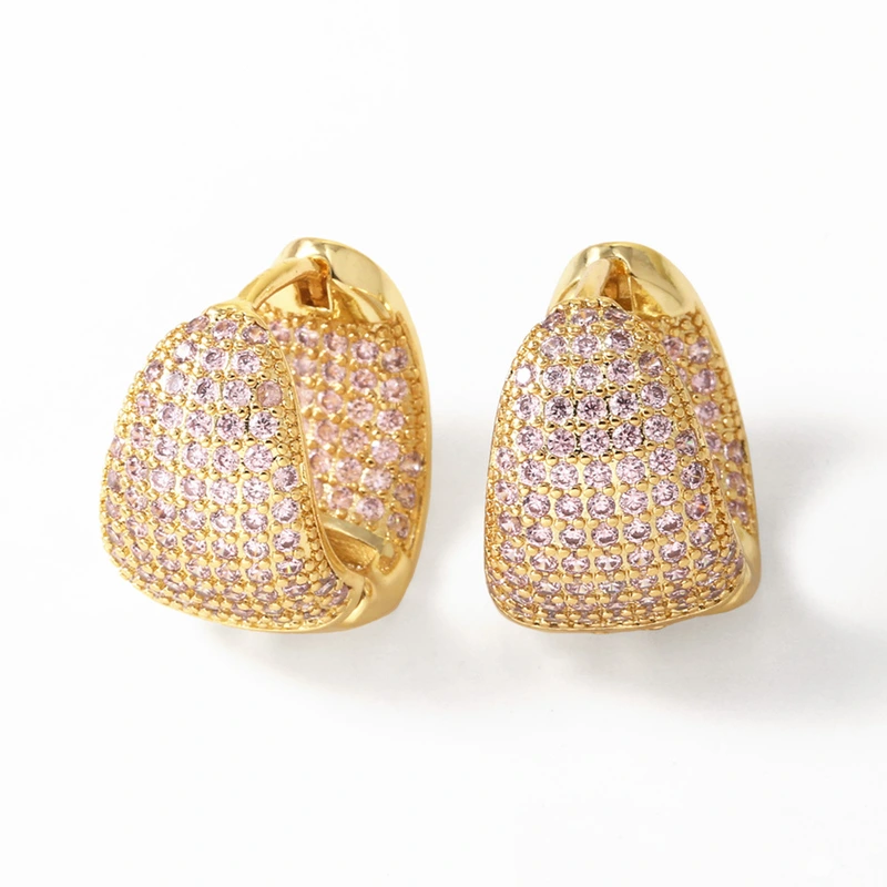 AS jewelry hot selling colored zircon copper plated real gold irregular earrings ear buckle female era090