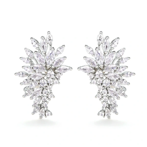 Fully inlaid angel wings zircon women's earrings Korean Korean style personality design versatile earrings hot sale