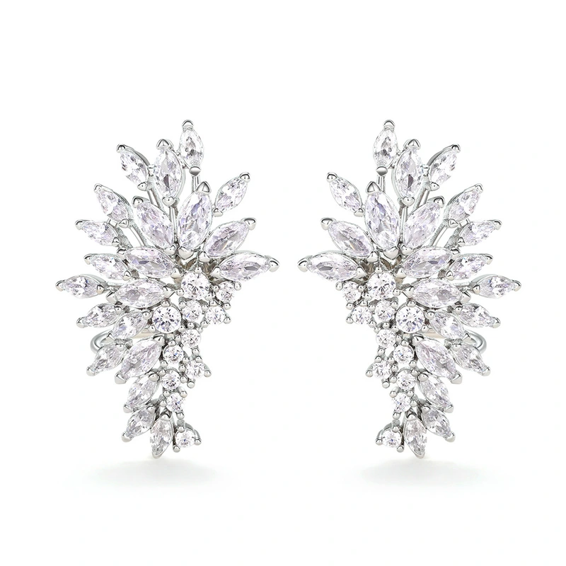 Fully inlaid angel wings zircon women's earrings Korean Korean style personality design versatile earrings hot sale