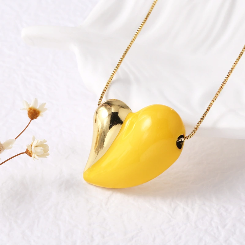 AS jewelry new European and American two-color oil drop love heart necklace clavicle chain nks39 necklace