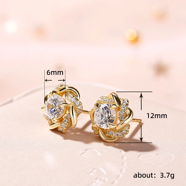 Retro French style flower earrings trendy summer design earrings four-leaf clover temperament earrings