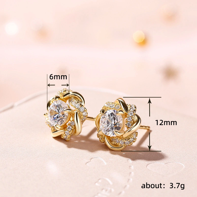 Retro French style flower earrings trendy summer design earrings four-leaf clover temperament earrings