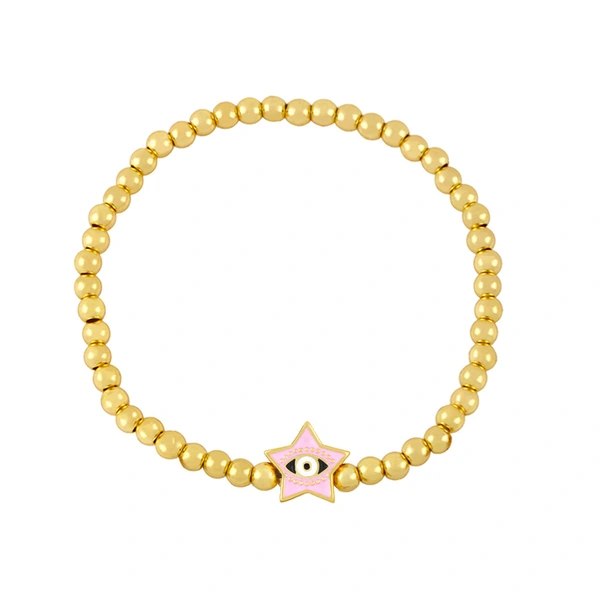 Clearance Five-pointed Star Devil's Eye Beaded Bracelet Women's European and American Simple Gold Bead Elastic Bracelet bre74