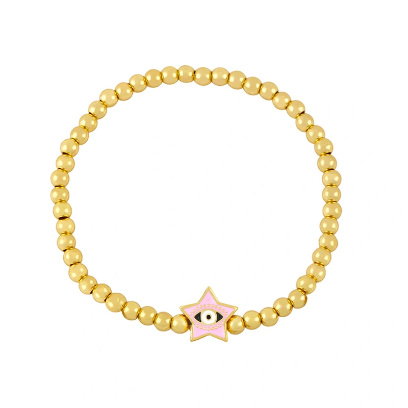 Clearance Five-pointed Star Devil's Eye Beaded Bracelet Women's European and American Simple Gold Bead Elastic Bracelet bre74