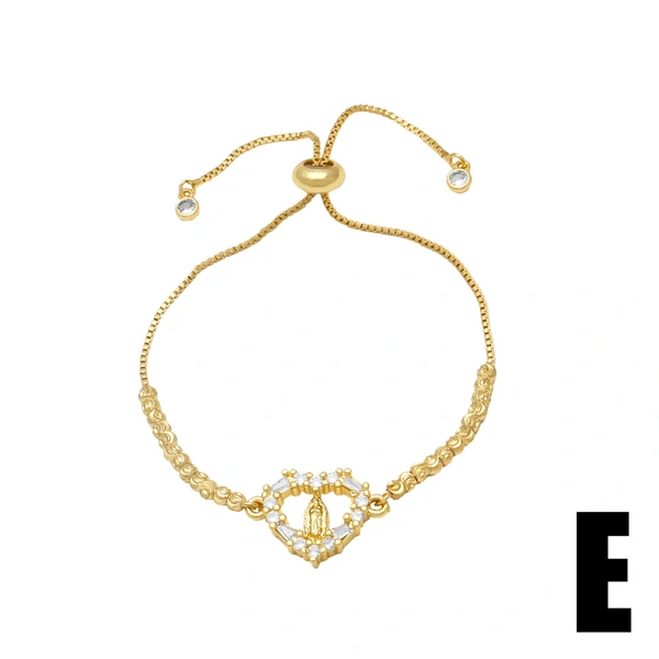 AS jewelry European and American love Virgin Mary zircon bracelet female copper plated 18K real gold bracelet jewelry accessories brf28