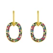 Clearance European and American niche design retro fantasy color zircon earrings cross oval water drop earrings female erw78