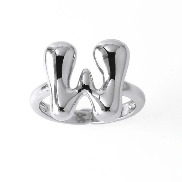 AS jewelry European and American hot selling 26 English letters ring female copper plated 18k gold open ring rih05