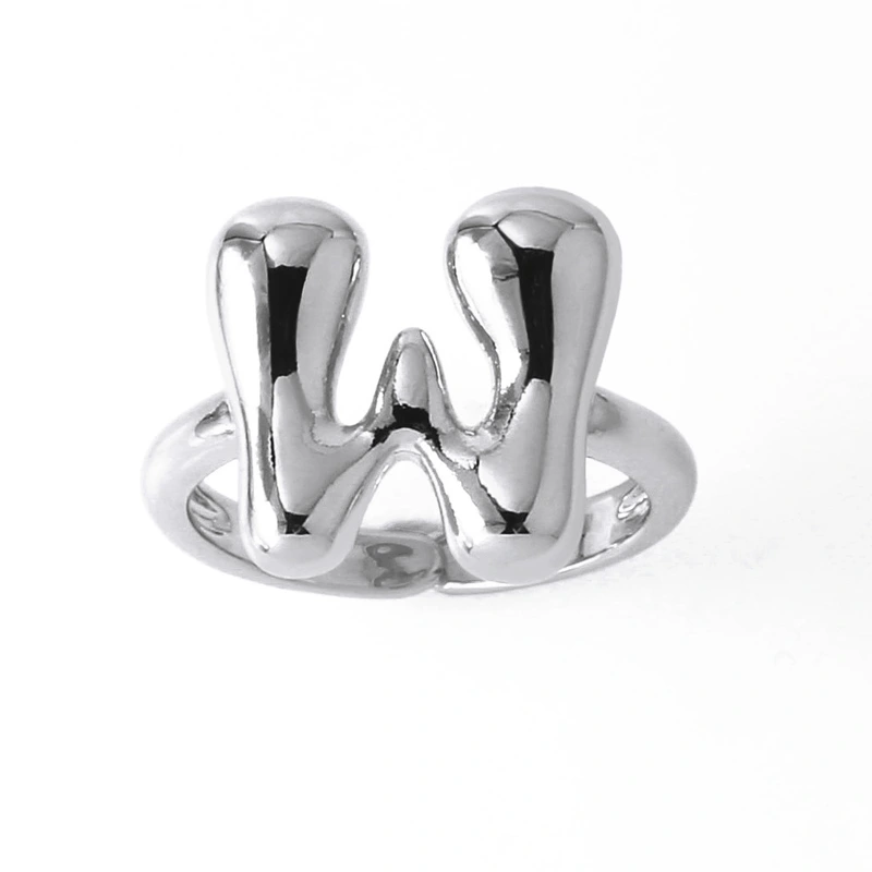 AS jewelry European and American hot selling 26 English letters ring female copper plated 18k gold open ring rih05