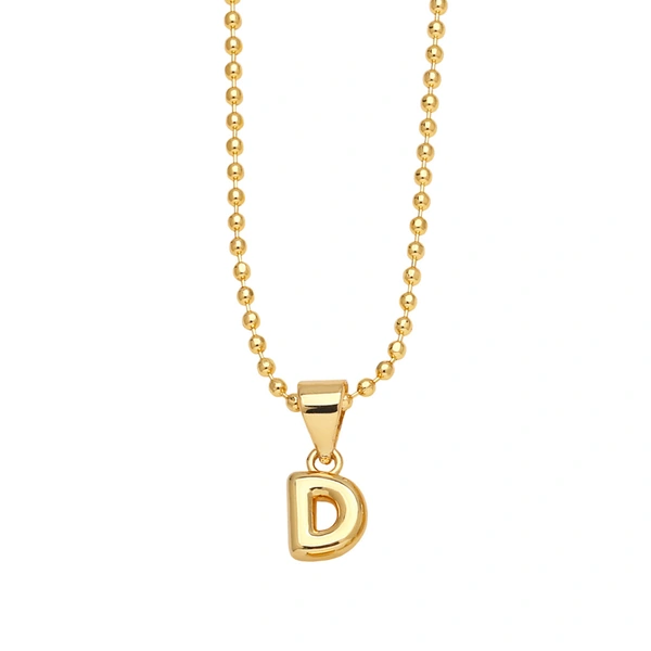 Hot sale 26 letters necklace female copper plated real gold polished letter pendant clavicle chain nkq67