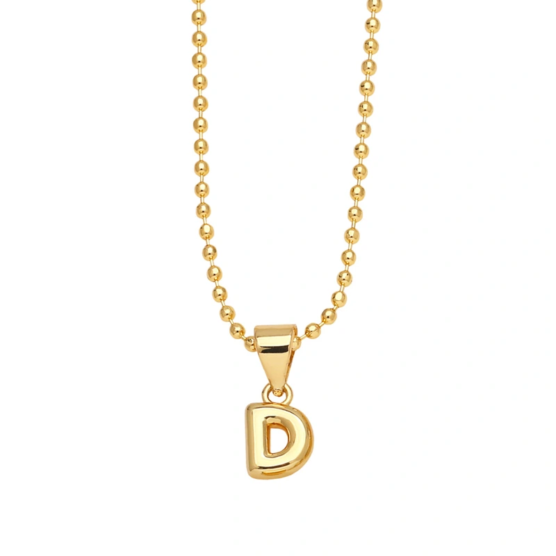Hot sale 26 letters necklace female copper plated real gold polished letter pendant clavicle chain nkq67