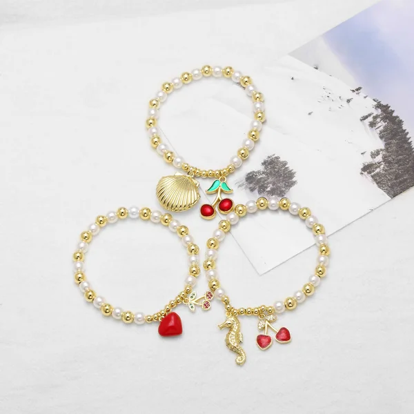 AS jewelry hot style zircon fruit cherry seahorse pendant bracelet beaded hand jewelry female brd07