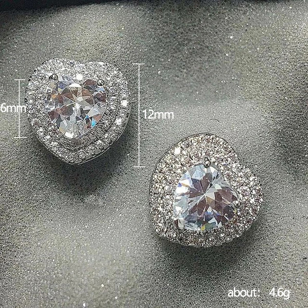 2022 Spring Hot Stud Earrings Exquisite Full Diamond Heart-Shaped Zircon Earrings Love Earrings Valentine's Day Gift