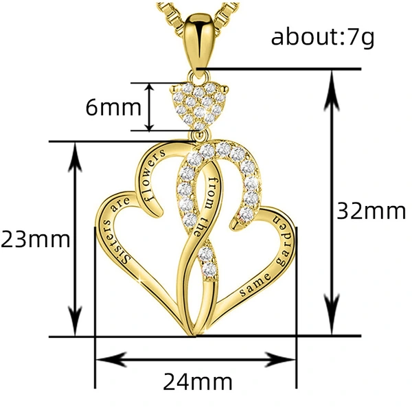  Hot selling love jewelry necklace in Europe and America, fashionable double-layer interlocking heart-shaped pendant, good sister necklace