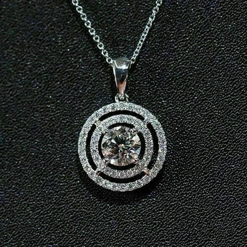 European and American new fashion round pendant necklace for women Korean style simple zircon sweater chain clavicle chain