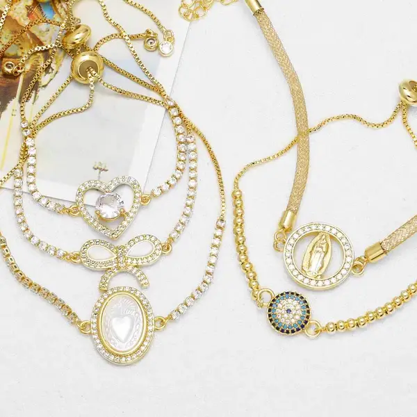 AS jewelry European and American love Virgin Mary bracelet female copper plated 18k gold bow bracelet brm21