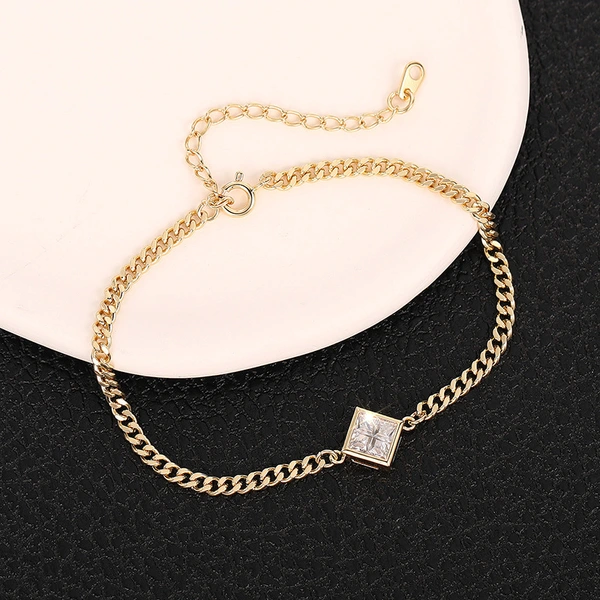 Bridal jewelry geometric simple bracelet women's exquisite daily matching all-match style square zircon jewelry
