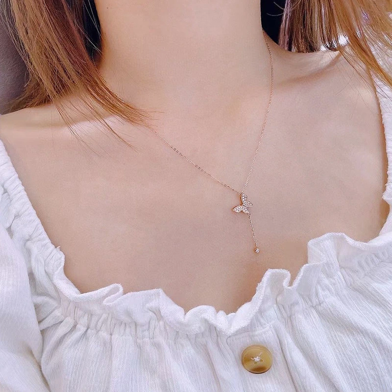 2022 new summer fairy style butterfly necklace light luxury niche design high-end ladies clavicle chain