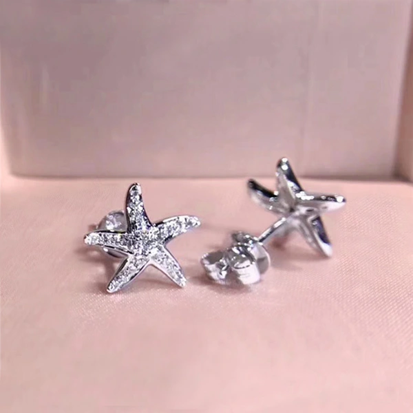 Korean summer new style earrings exquisite small starfish zircon earrings female net celebrity temperament star small earrings