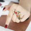 New fashion inlaid colored zircon ring female niche design open gold-plated butterfly ring rih79