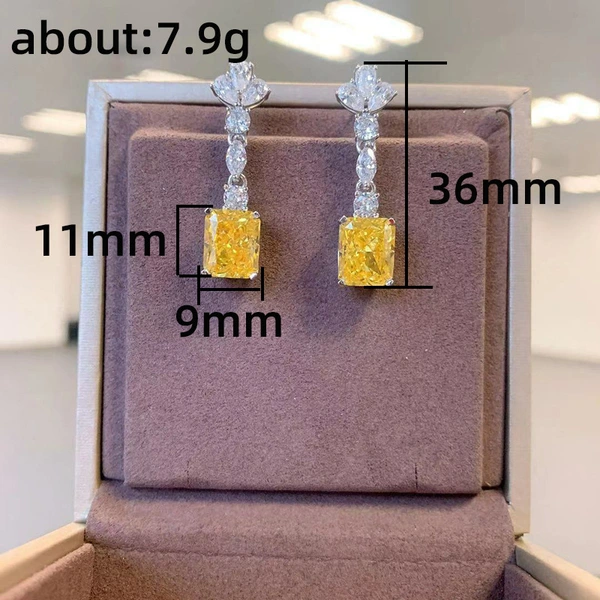 Light luxury super flash princess long earrings Korean style Korean temperament with long skirt rectangular fashion earrings