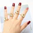 AS jewelry smooth 26 English letters ring female copper plated real gold open ring rih04