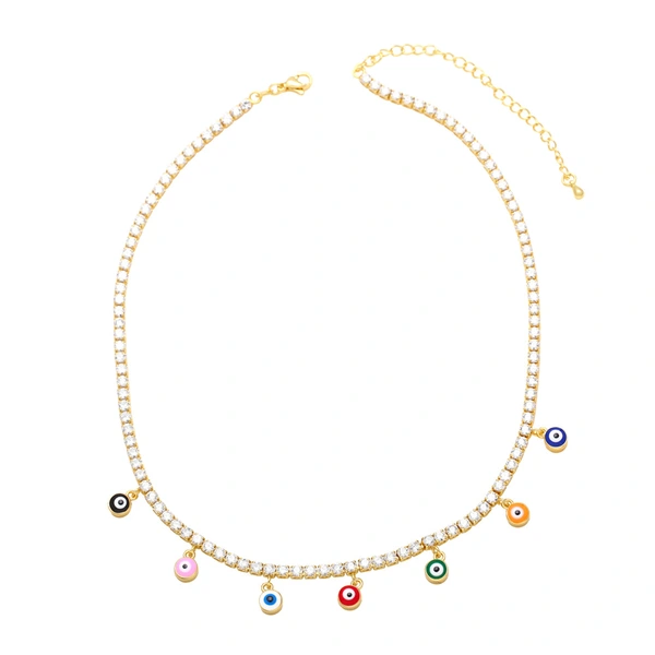 Clearance round devil's eye zircon necklace European and American style niche full diamond sweet cool hot girl style clavicle chain nkb689