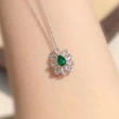 2022 new arrival exquisite teardrop-shaped zircon necklace for women imitation emerald gemstone pendant clavicle necklace for women