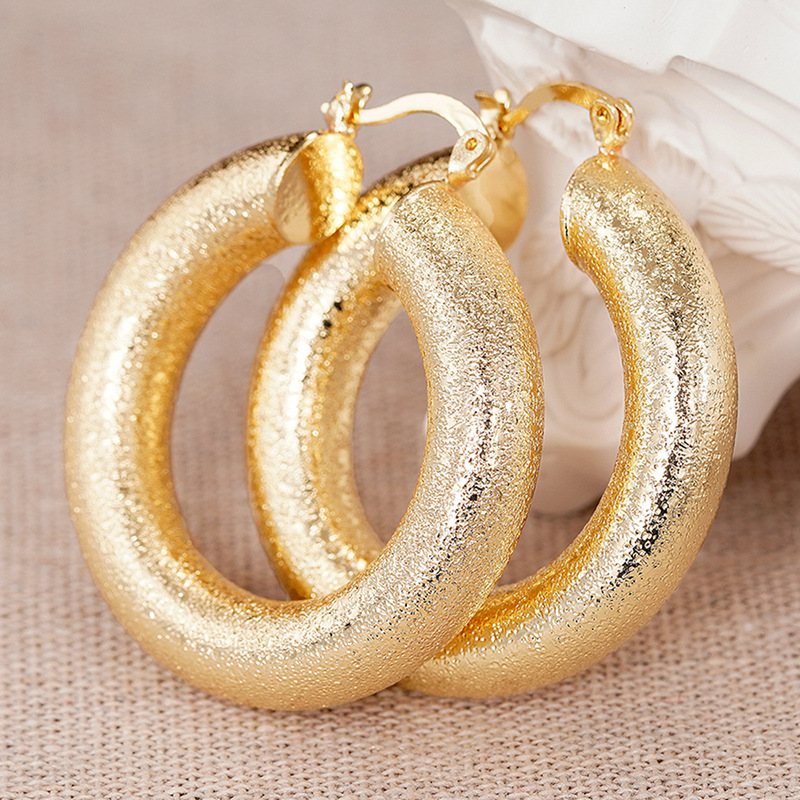 European and American style fashionable hoop earrings for women, grainy thick hoop niche design jewelry Middle East hot style
