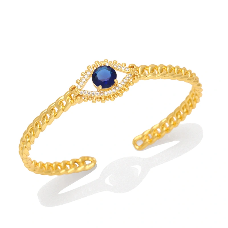 Evil eye open adjustable C-shaped bracelet female niche design Turkish blue eye bracelet brj47