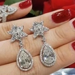 Hot selling flower earrings exquisite teardrop pear-shaped zircon earrings romantic wedding bridal earrings