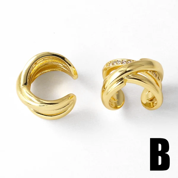 AS jewelry love full zircon earrings female European and American copper plated real gold cross bone clip earrings era250