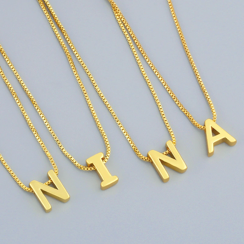 Jewelry 26 English letters necklace personality simple glossy letter pendant clavicle chain female nks17