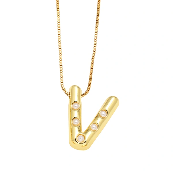 AS jewelry European and American 26 English letters pendant necklace female pearl gold-plated clavicle chain nka058