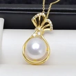  Korean style hot selling necklace for women, micro inlaid zircon lucky bag design necklace, imitation pearl exquisite jewelry