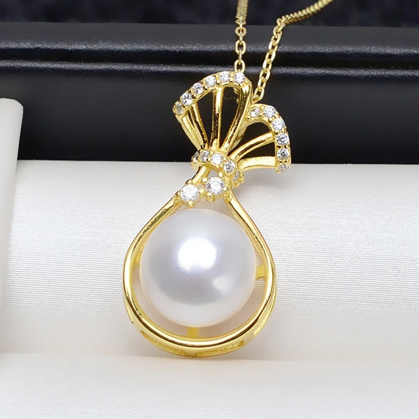  Korean style hot selling necklace for women, micro inlaid zircon lucky bag design necklace, imitation pearl exquisite jewelry