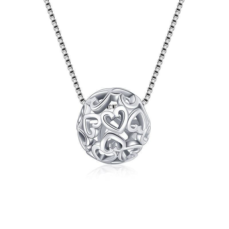  European and American three-dimensional necklace for women, heart hollow design necklace, Internet celebrity style sweet box chain pendant