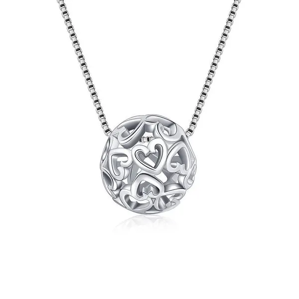  European and American three-dimensional necklace for women, heart hollow design necklace, Internet celebrity style sweet box chain pendant