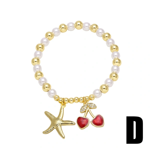 AS jewelry popular fruit cherry love pendant bracelet pearl bracelet hand jewelry female brm95