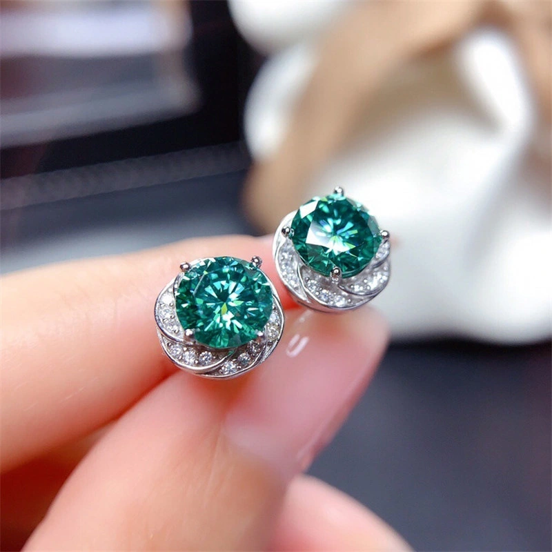 Live streaming welfare imitation Maldives blue-green zircon earrings for women factory supply