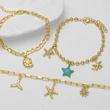 AS jewelry new hot selling ocean style starfish turtle pendant gold-plated bracelet jewelry wholesale brn51