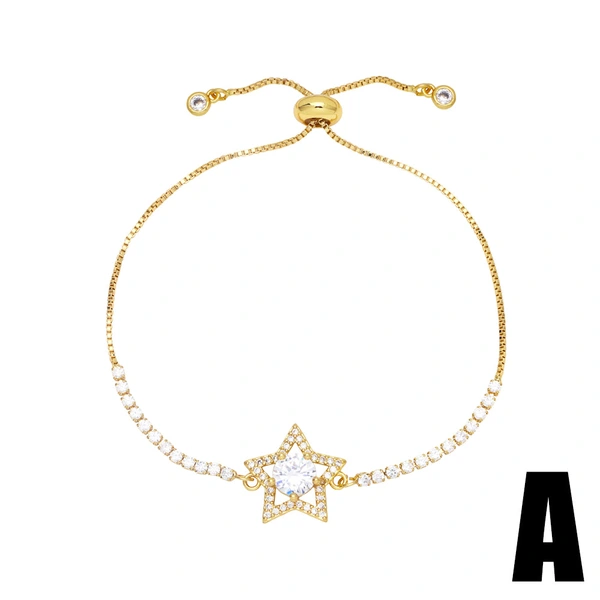Clearance temperament hollow five-pointed star bracelet female European and American niche design inlaid with colorful zircon tree of life hand jewelry brf24