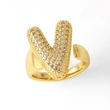 AS jewelry 26 English letters ring female gold-plated full zircon open ring rih31