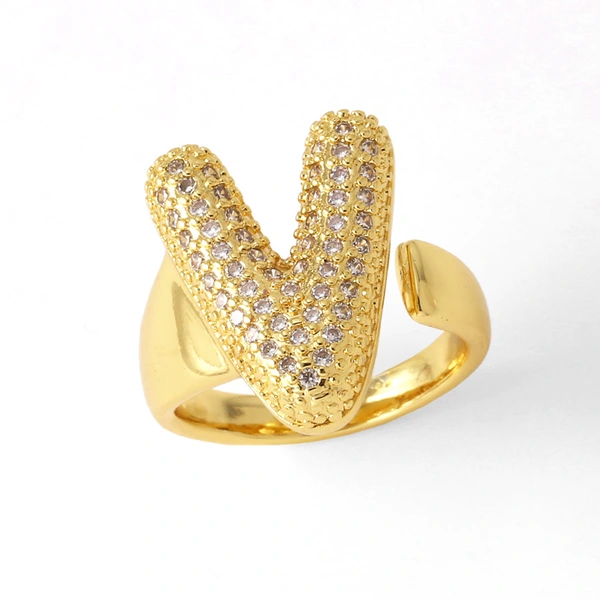 AS jewelry 26 English letters ring female gold-plated full zircon open ring rih31