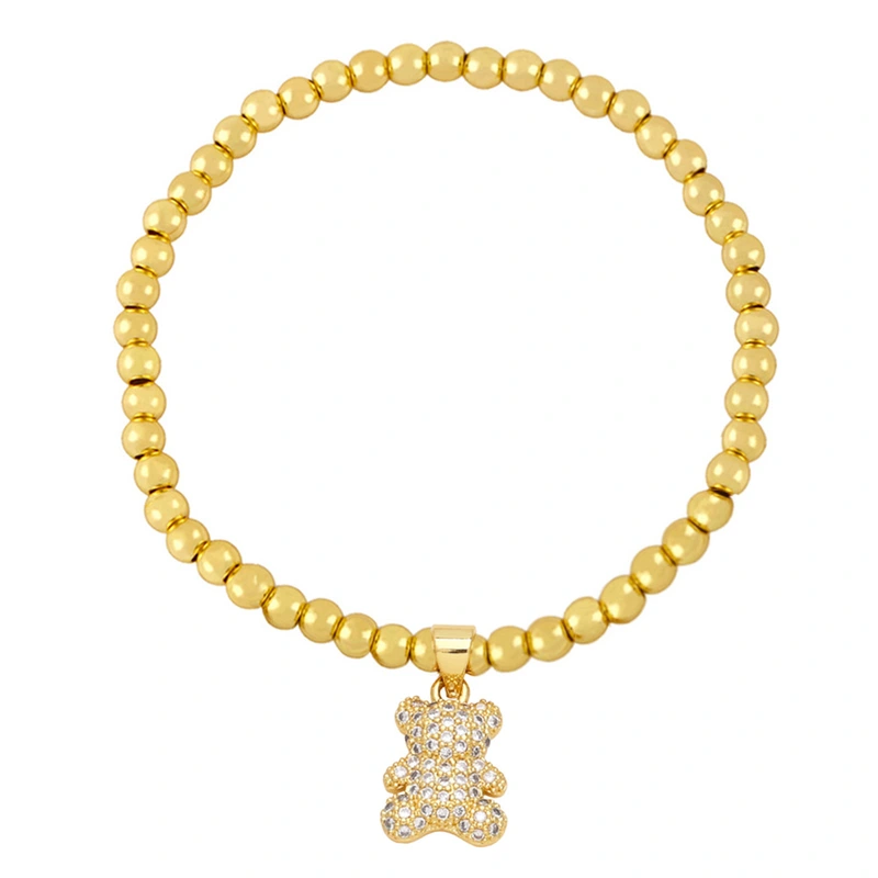 Hot selling personality cute bear bracelet women fashion retro elastic beaded bracelet jewelry brk56