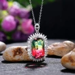New Recommendation 23*14mm Super Large Gradient Colored Gemstone Pendant Mother's Day Gift Necklace