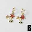 Jewelry Europe and the United States hot selling copper plated 18k gold rose flower pendant earrings erz09 earrings