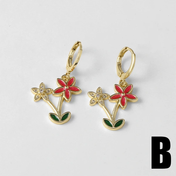 Jewelry Europe and the United States hot selling copper plated 18k gold rose flower pendant earrings erz09 earrings